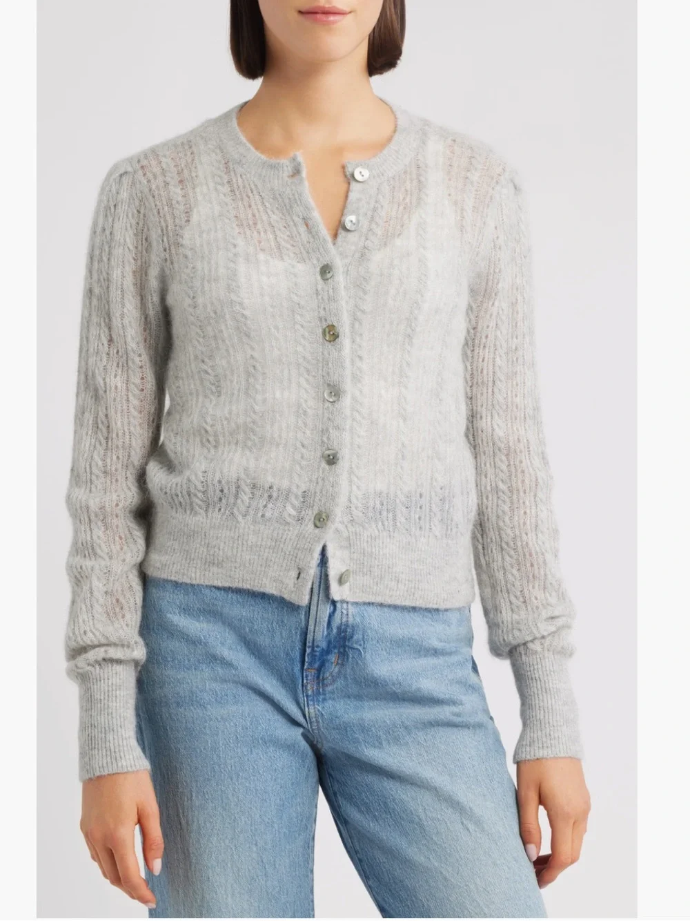 NEW Madewell Pointelle-Stitch Cardigan in Alpaca Blend Size Medium - Picture 2 of 8